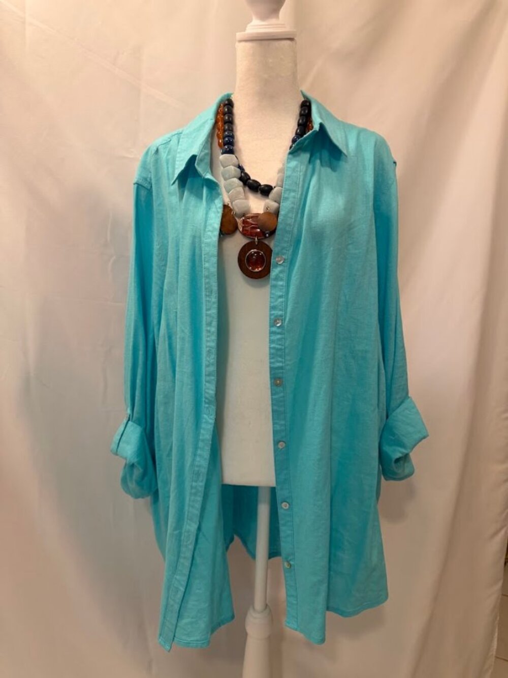 NWOT MARTHA STEWART Turquoise Color Button Down Shirt - US 3x